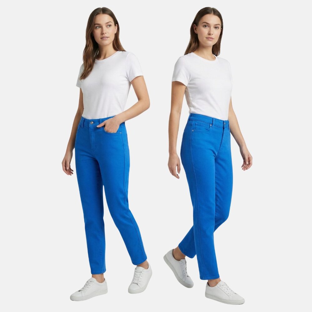White House Black Market Cobalt Blue Jeans Like New Size Women's 8 Straight Leg